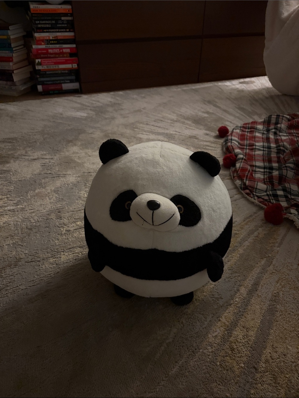 Plush Panda Decorative Accent Pillow - Black & White